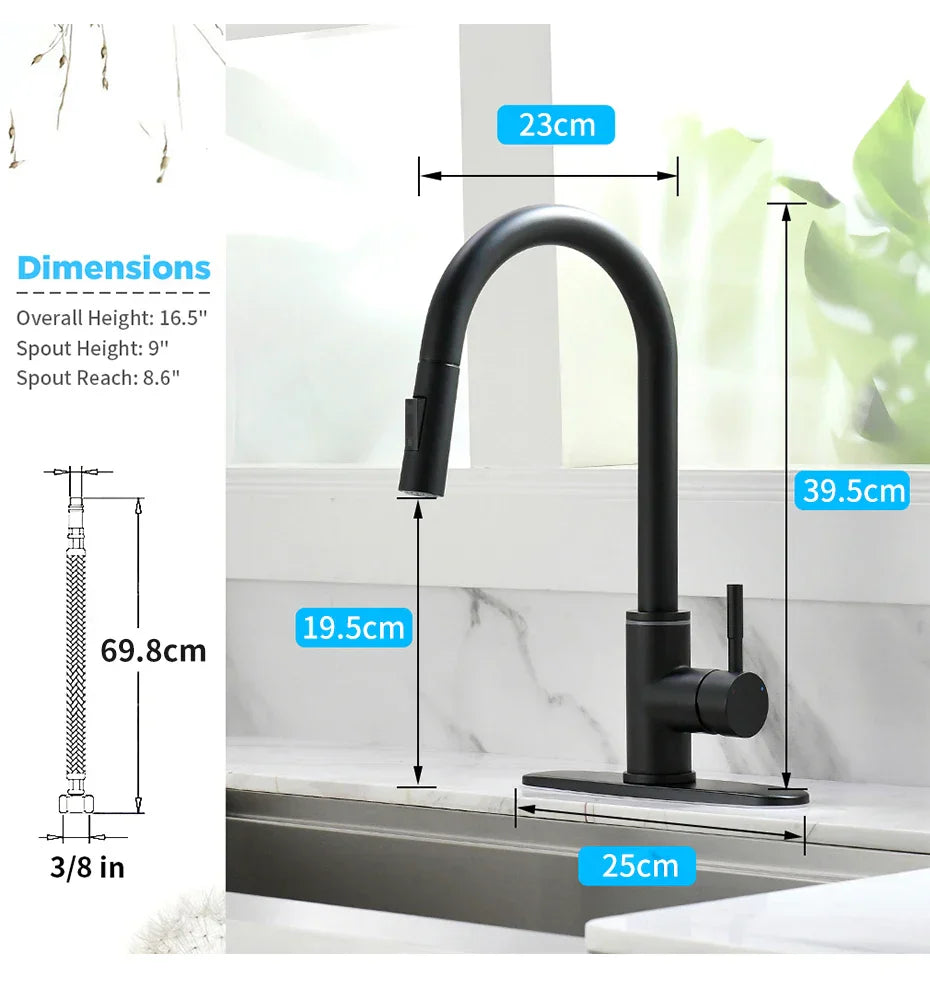 DecorBites™ LED Single Hole Kitchen Faucet with Pull Out Spout and Stream Sprayer