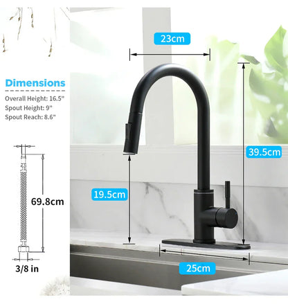 DecorBites™ LED Single Hole Kitchen Faucet with Pull Out Spout and Stream Sprayer