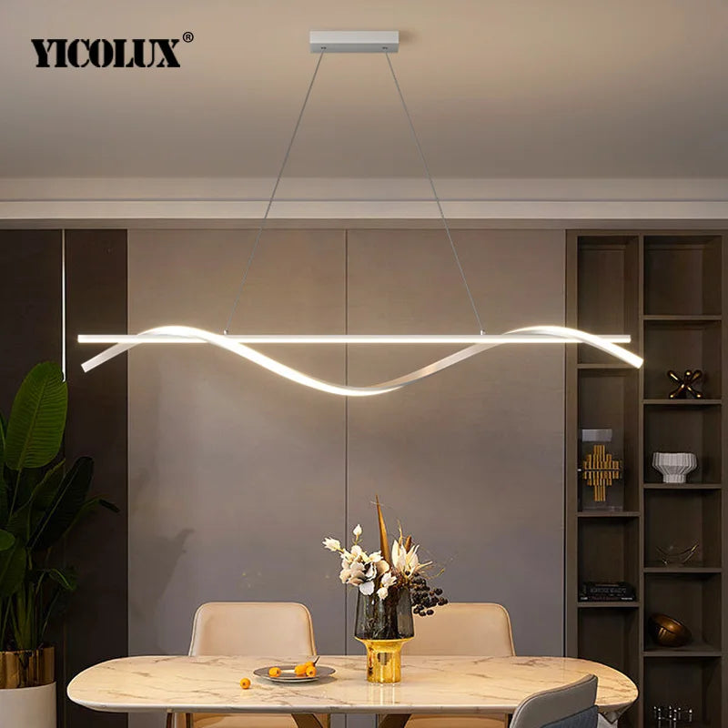 Minimalist Linear LED Pendant Light in Black or White