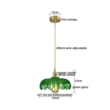 DecorBites™ Japanese Style LED Pendant Lamp Copper Glass Hanging Light Fixtures