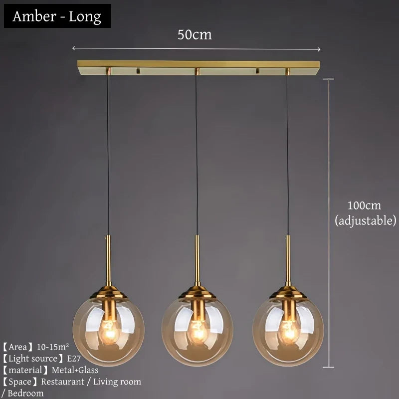 Nordic Glass Pendant Light With Polished Steel Finish