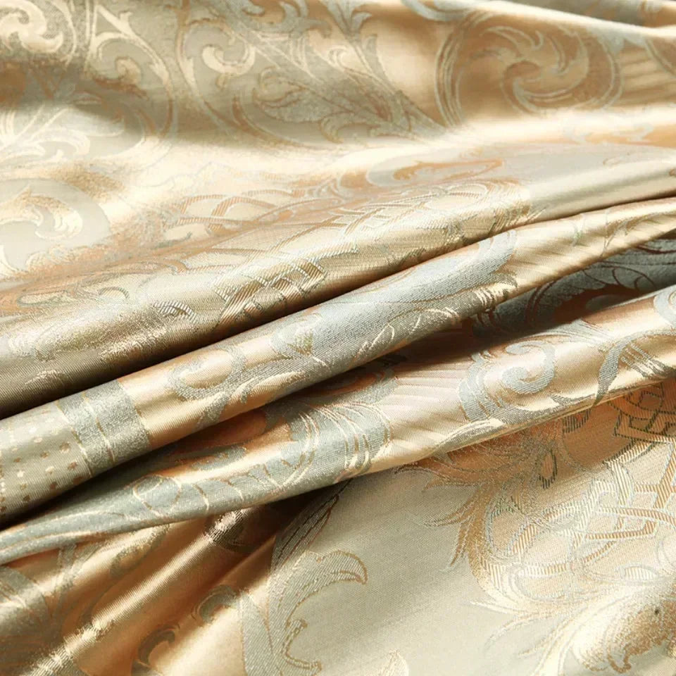 Decobites Luxury Jacquard King Size Bedding Set: European-Inspired Elegance for Queen & Double Beds