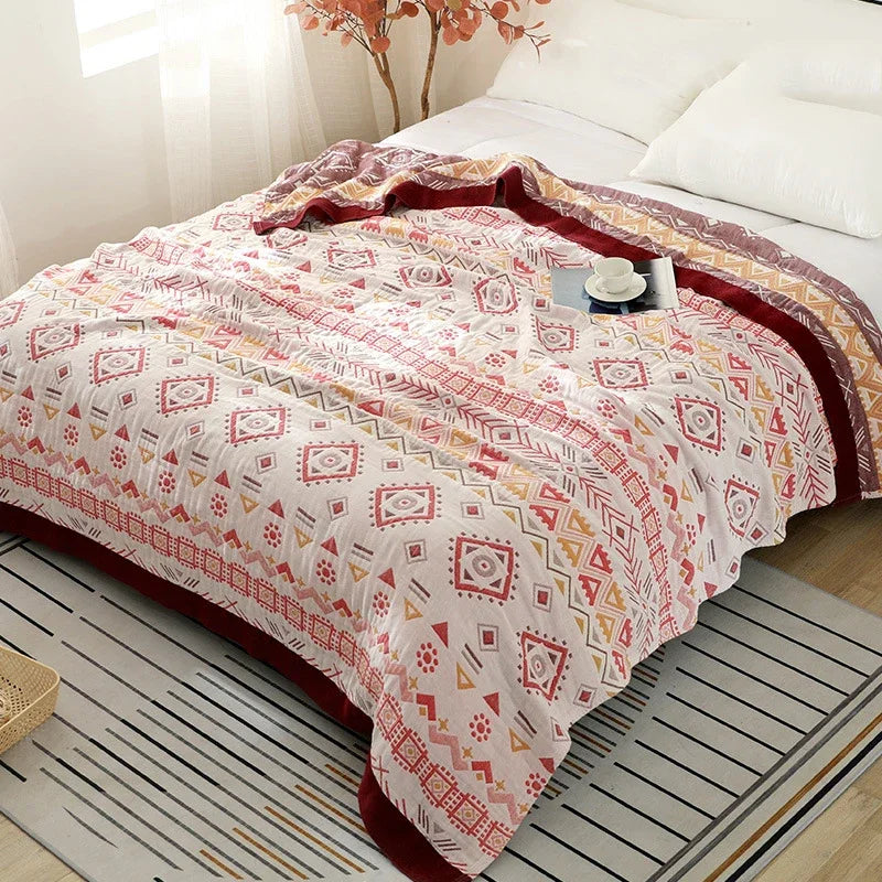 Manta de verano geométrica de gasa de algodón DecorBites™