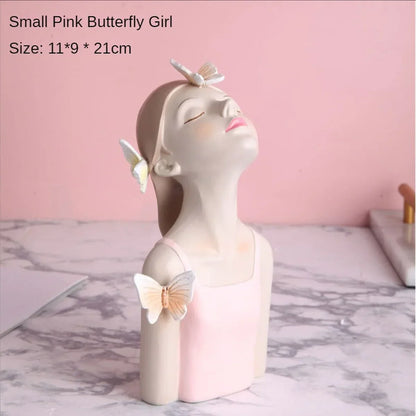 DecorBites™ Decorative Butterfly Girl Sculptures Resin Flower Vase Ornaments