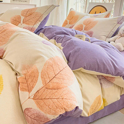 DecorBites™ Brushed Cotton Printed Duvet Cover Set - Single/Double Bed Bedclothes