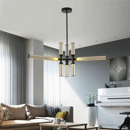 DecorBites™ Glass Tube Chandelier: Modern LED Pendant Lamp for Living Room, Bedroom, Cafe, and Dining Room.