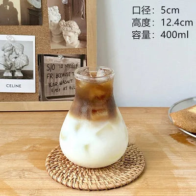 DecorBites™ Heat-resistant Glass Cafe Coffee Cup for Iced Latte Americano Juice Drink