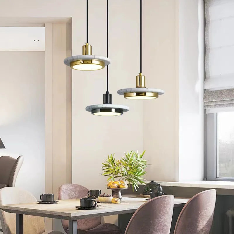 Lámpara de araña DecorBites™ Gold Copper Saucer Marble, decoración de lujo para el hogar, mesilla de noche, mesa de café