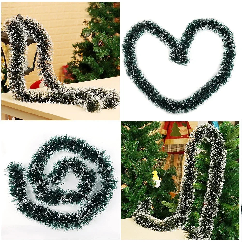 Christmas Green Cane Ribbons Garland DIY Xmas Tree Ornaments Green Cane Ribbons Wreath Hanging Pendent Home Party Decoration