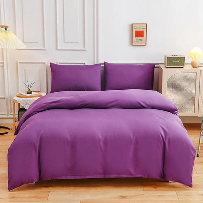 Decobites Luxe Solid Brown Purple Duvet Set with Sheet & Pillowcases