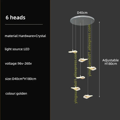 Lámpara de araña de cristal DecorBites™ para escalera: Iluminación moderna de lujo nórdico para salón