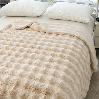 Manta de terciopelo DecorBites™ Cozy Faux Rabbit para siestas en la oficina – Tamaño individual, lujosa manta de lana de color liso