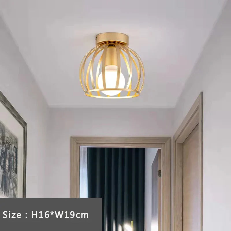 Lámpara de techo retro DecorBites™ con jaula de hierro para iluminación del hogar