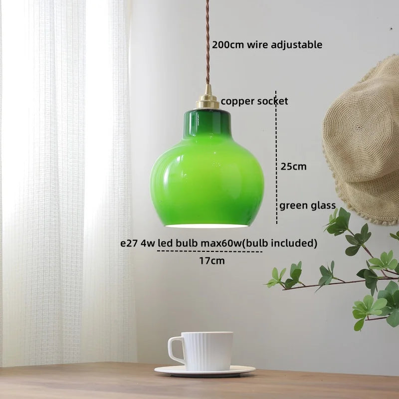 DecorBites™ Glass Copper LED Pendant Lamp for Dining Room, Nordic Modern Hanging Light Fixtures