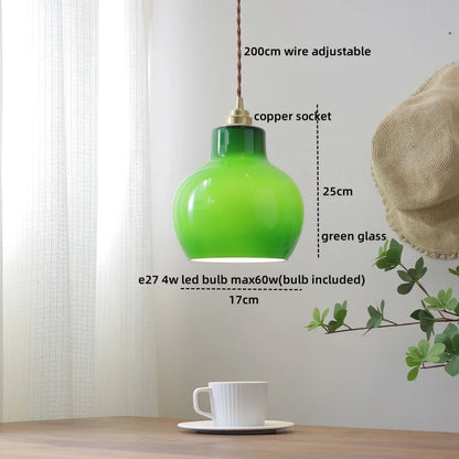 DecorBites™ Glass Copper LED Pendant Lamp for Dining Room, Nordic Modern Hanging Light Fixtures