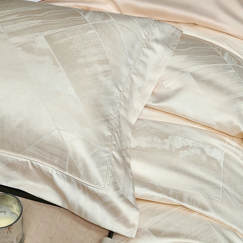 Decobites High Quality Brocade Jacquard Cotton Luxury Bedding Set: 1 Duvet, 1 Sheet, 2 Pillowcases