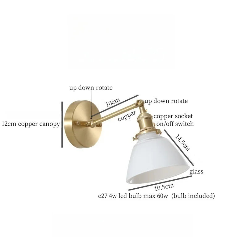 DecorBites™ Green Glass LED Wall Sconce, Pull Chain Switch, for Bedside, Bathroom, Living Room