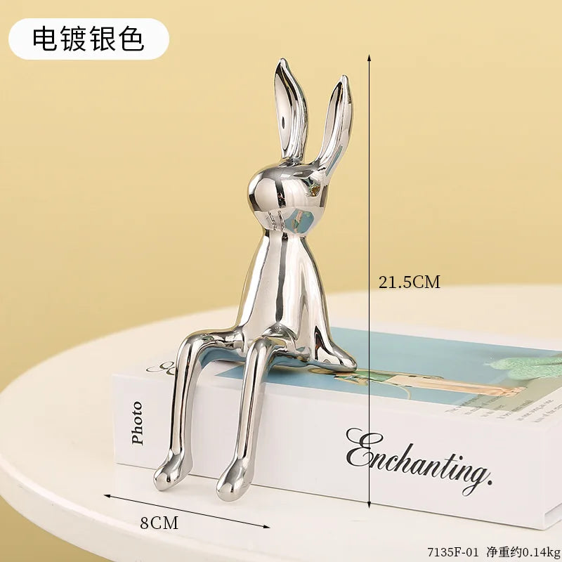DecorBites™ Gold Rabbit Ceramic Ornaments for Home & Office Decor
