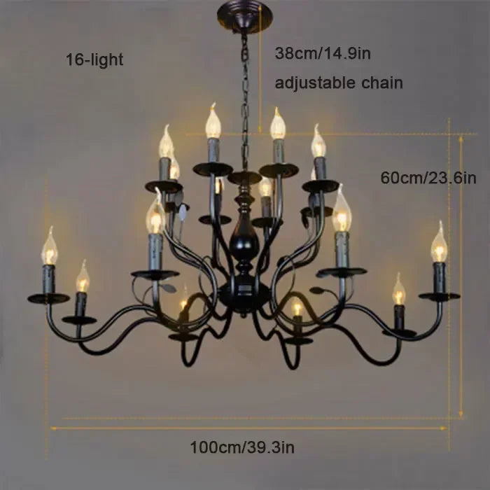 Decorbites™ Candelabro de Vela Francés de Hierro Negro Industrial Vintage de Estilo Granja Iluminación