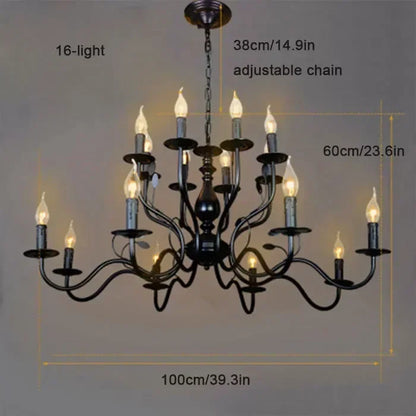 Decorbites™ Candelabro de Vela Francés de Hierro Negro Industrial Vintage de Estilo Granja Iluminación