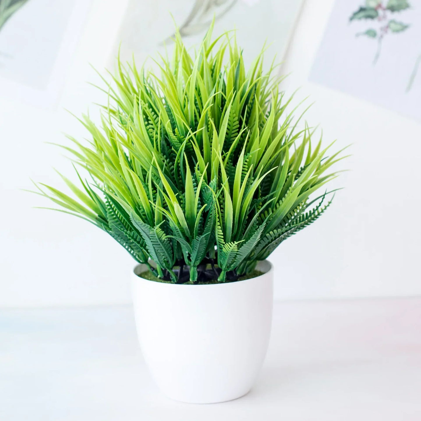 DecorBites™ Mini Planta Artificial Bonsái, Planta Verde Simulada en Maceta para Escritorio