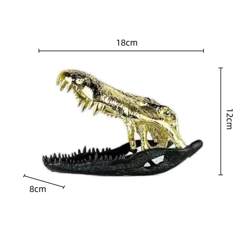 DecorBites™ Golden Dinosaur Bone Crocodile Skull Decor for Stylish Home Decor