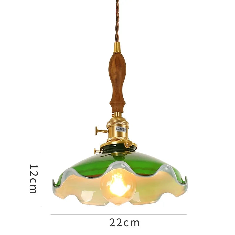 DecorBites™ Green Glass LED Pendant Lights: Vintage Japanese-America Style Hanging Lamp