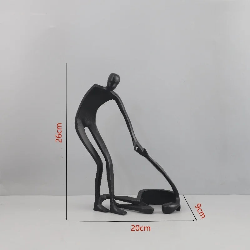 ديكوربايتس™ - تمثال هندسي من الحديد الزهر لزوجين لديكور المنزل