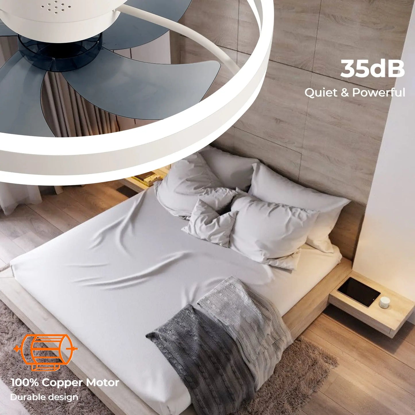 DecorBites™ LED Silent Ceiling Fan Light Control Modern Bedroom Living Room Indoor Decor