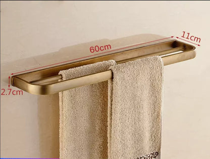 DecorBites™ Antique Bronze Bathroom Accessory Set: Shelf, Towel Rack, Holder, Brush, Hanger, Hook