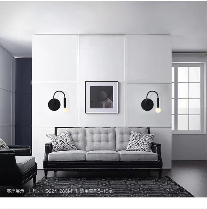 ديكوربايتس™ مصباح حائط عصري أسود لغرفة النوم والحمام وغرفة المعيشة والممر