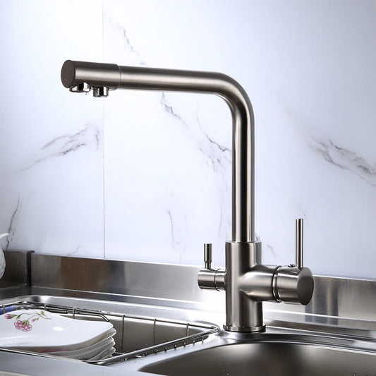 Filter Kitchen Faucet 3-Way Dual Handle
