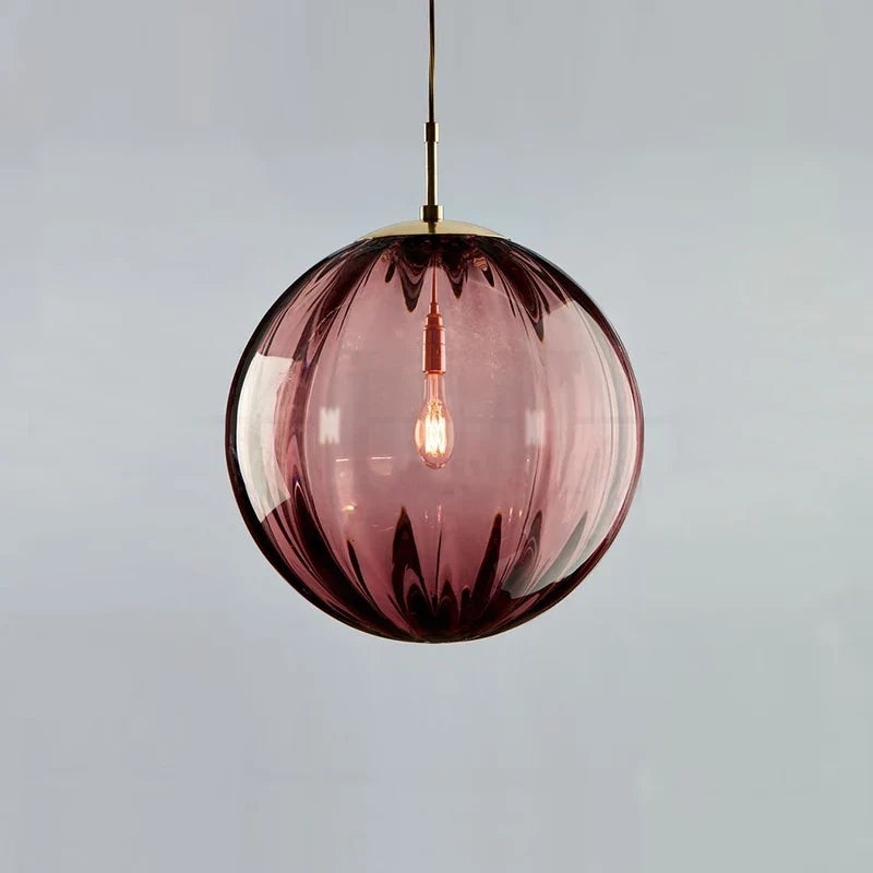 Nordic Glass Globe Pendant Light With Iron Finish