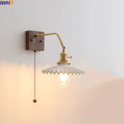 DecorBites™ Ceramic LED Wall Sconce Pull Chain Switch Mirror Light Fixtures