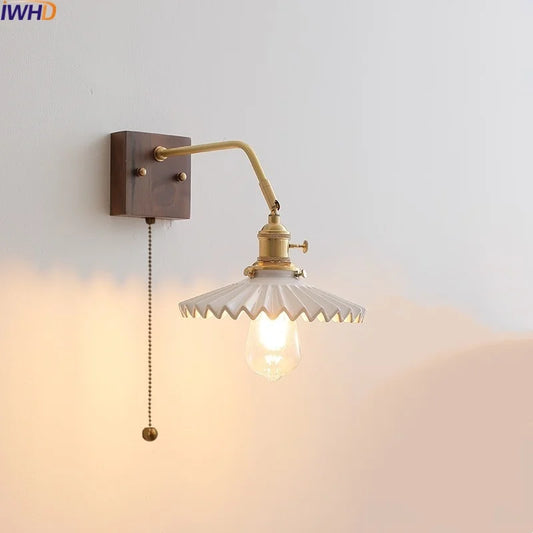 DecorBites™ Ceramic LED Wall Sconce Pull Chain Switch Mirror Light Fixtures
