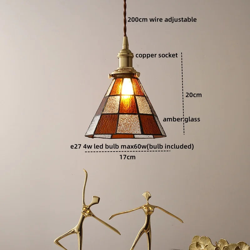 DecorBites™ Glass Copper Pendant Light Modern LED Hanging Light for Home Decor