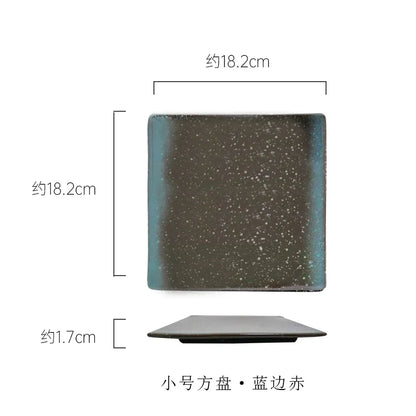 DecorBites™ Glazed Barbecue Wing Plate with Knife - Japanese Style Tray for Roast Wings and Fish