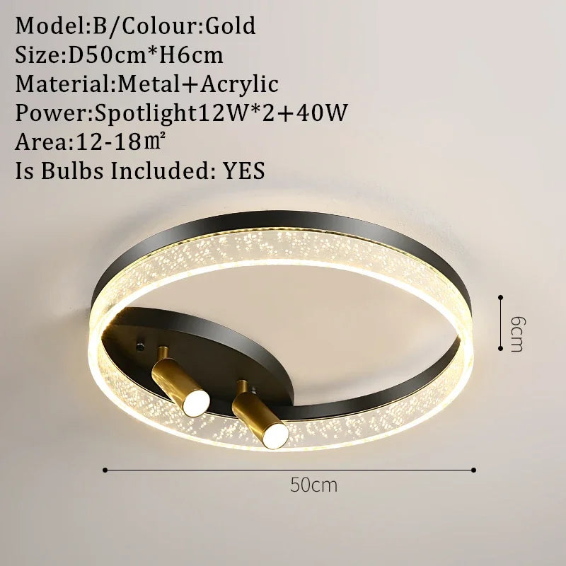 Luces de Techo LED Oro Decorbites™ con Control Remoto Regulable para Iluminación de Sala de Estar y Cocina