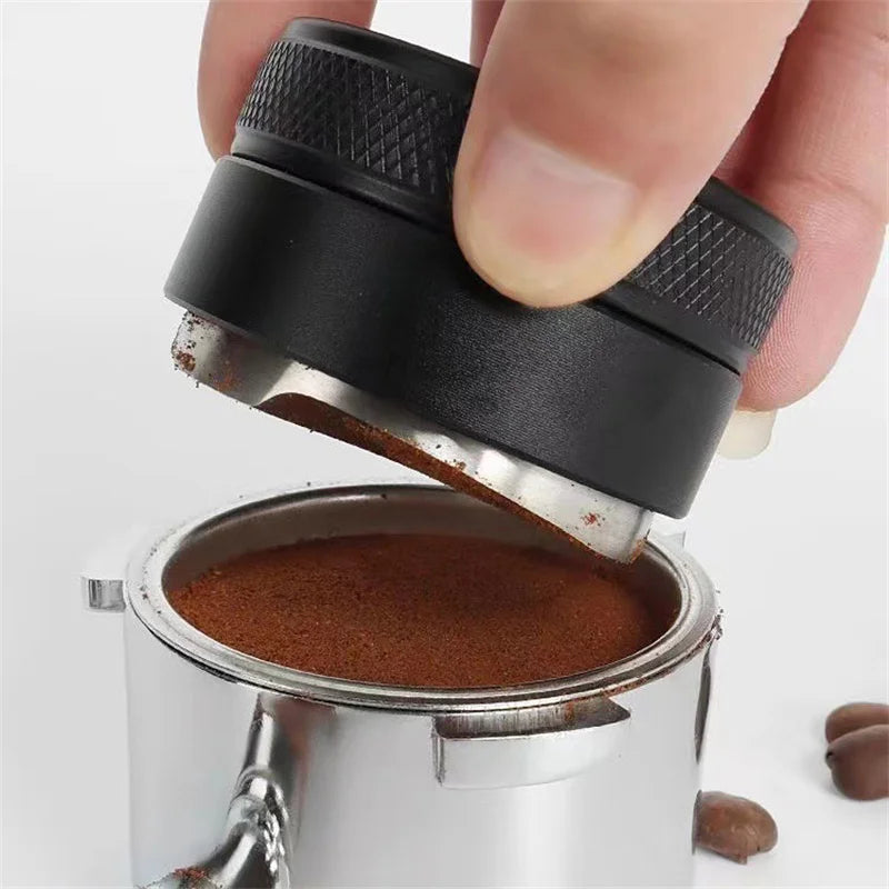 DecorBites™ Coffee Distribution Tool: Adjustable Palm Tamper, Stainless Steel, 3 Angled Slopes
