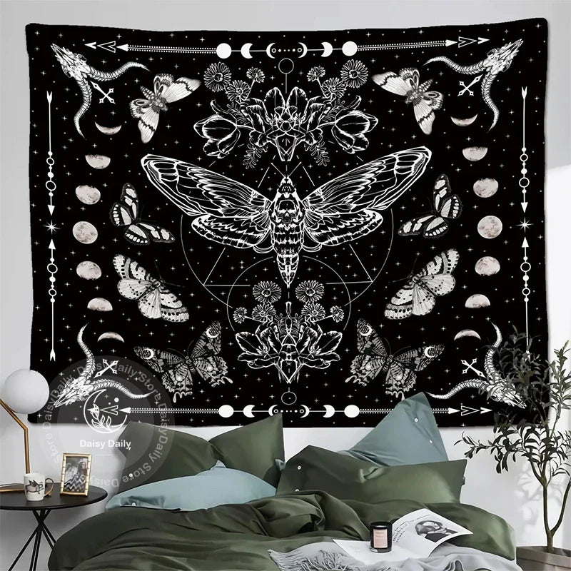 Decobites Moon Phase Butterfly Tapestry for Stylish Living Room and Bedroom Decor