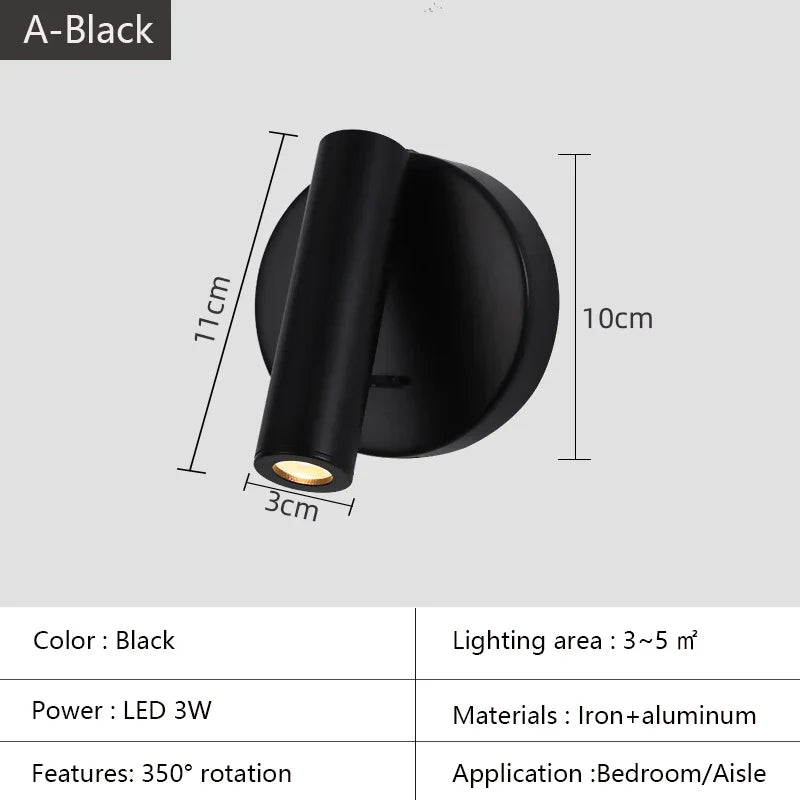 DecorBites™ Bedroom Wall Lamp Surface Spotlight Indoor Reading Sconce Lights