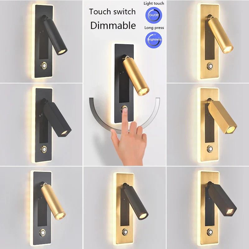 DecorBites™ Dimmable LED Wall Sconce Rotation Reading Light for Bedroom Living Room