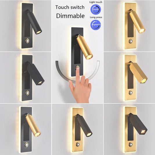 DecorBites™ Dimmable LED Wall Sconce Rotation Reading Light for Bedroom Living Room