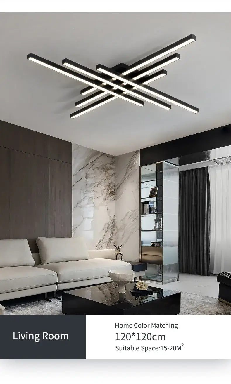 DecorBites™ Modern Black LED Chandelier Lights for Bedroom and Living Room