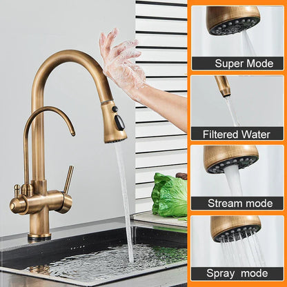 DecorBites™ Dual Handle Kitchen Faucet with Black Touch Sensor and Three Modes
