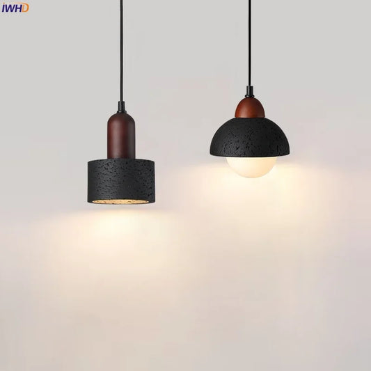 DecorBites™ Black Travertine Pendant Light: Nordic Modern LED Hanging Lamp for Living Room & Bedroom