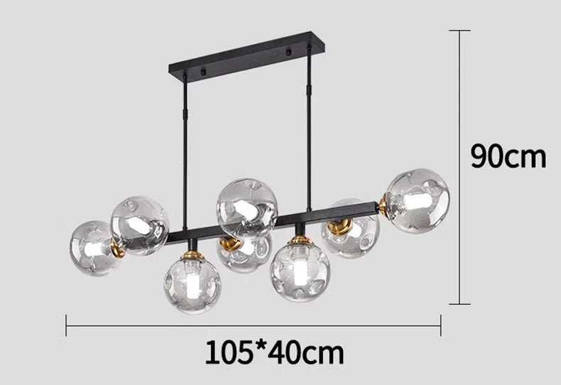 Brass Modern LED Chandelier 8-Head Amber Glow