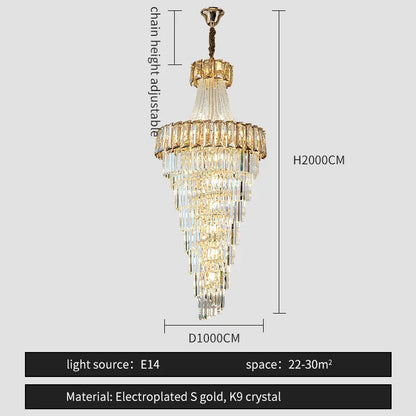 DecorBites™ Elegant Crystal Chandelier for Duplex Spiral Staircase and Living Room