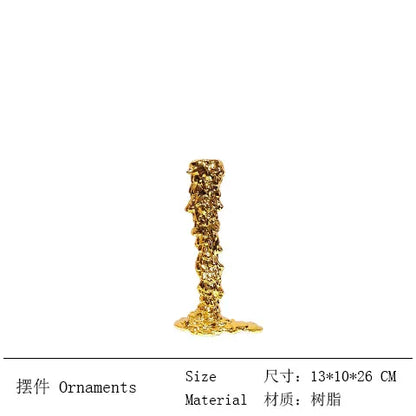 DecorBites™ Golden Candlestick Holder Resin Plated Melt Shape for Wedding & Home Decor