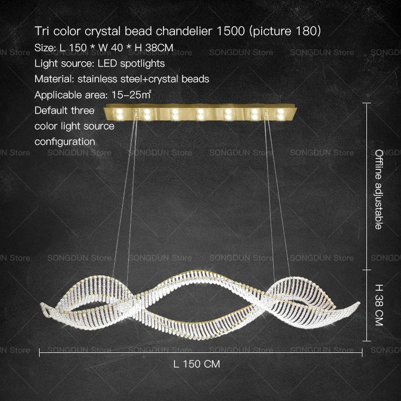 DecorBites™ Crystal Chandelier: Modern Light Luxury Dining Lamp for Designer Villa and Bar